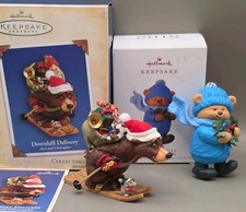 Hallmark Keepsake Ornament Bear Lot Of 2 Downhill Delivery Bough Of Holly picture