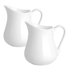 2 Pack 8 oz Ceramic Creamer Pitcher Set with Handle, Small Classic White Milk... picture