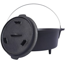 Pre-Seasoned Cast Iron Dutch Oven Camping Pot Cooking Pan 12 qt W/Skillet Lid picture