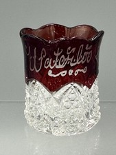 1931 WATERLOO IOWA Ruby Flashed Glass Toothpick Holder Souvenir Vintage picture