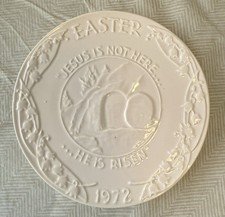 Frankoma Easter Plate 1972 “Jesus Is Not Here He Is Risen” Oral Roberts Tulsa picture