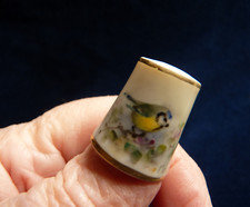 Royal Worcester Porcelain Thimble Puce Mark Bird Blue Tit William Powell 1937 picture