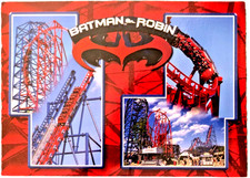 Vintage Six Flags Postcard Batman Robin Coasters The Chiller 1999 DC Comics picture