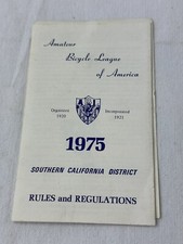 vintage AMATEUR BICYCLE LEAGUE OF AMERICA 1975 southern California dist. rules picture