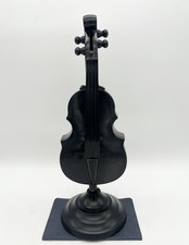 Vintage 40s Violin Cello Music Instrument Figurine Statue Black Cast Metal picture