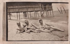 Vintage Leonar RPPC - 3 handsome men on beach - Affectionately-  Gay interest picture