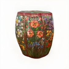 Vintage Kashmiri Hand Painted Papier Mache Lidded Trinket Box Floral India 5” picture