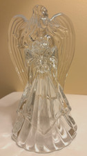 Clear 24% Lead Crystal Christmas Angel Candle Holder Figurine 7” USA picture