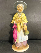 Vintage Woman Figurine w/ Umbrella, Multicolor, mid century Norleans, JAPAN picture