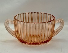 Vintage Anchor Hocking Queen Mary Pink Depression Glass Open Sugar Bowl picture