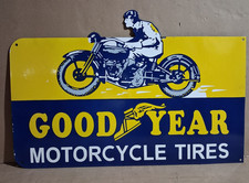 Good Year Motorcycle Tyres Porcelain Enamel Sign  36x24 Inches 1 Sided picture