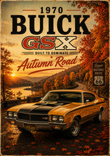 1970 Buick GSX Autumn Road Vintage Muscle Car Poster 13x19 Wall Art picture