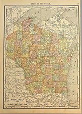 Michigan Illinois Antique State Map Rand McNally Vintage 1914 picture