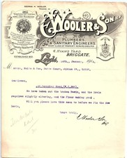 1919 G. H. Wooler & Son, Leeds Plumbers Billhead picture