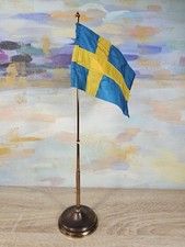 RARE Skultuna 1607 Swedish brass Table Desk Flag A11 picture