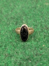 Rare Vtg 1977 Jostens Hospital School 10k Gold Oval Black Onyx Ring Size 6 4.5gr picture