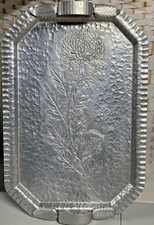Vtg Continental Silverlook 655 Hammered Aluminum Chrysanthemum Serving Tray 19