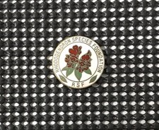 Vintage RHODODENDRON SPECIES FOUNDATION Flowers RSF Logo Lapel Hat Pin picture