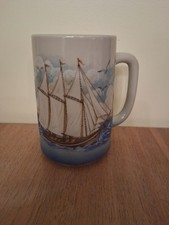 Vintage Otagiri Japan Sailing Ship Mug Nautical Lighthouse Coastal Stoneware picture