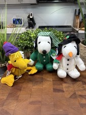 Vtg Whitman’s Snoopy Plush Lot Woodstock Rattle Xmas Peanuts Tags picture