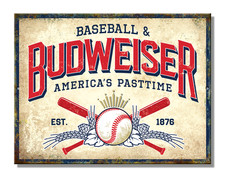 Budweiser Baseball America's Pasttime tin sign 8.25