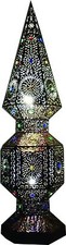 Obelisk tower TIN moroccan style with marbles, inside socket to light picture