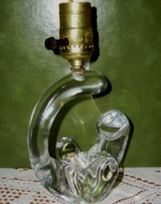 1920s French Baccarat Crystal Free Form Lamp Boudoir Art Deco Label Paris France picture