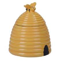 PT Yellow Beehive Hand Painted Ceramic Cookie Jar picture