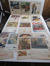 ORIGINAL VINTAGE ANTIQUE ~ 1940s WWII MIXED OTHER WAR ~  MAGAZINE PRINT ADs  LOT picture