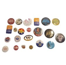 Large Lot of 20+ Buttons, Pins, Vintage, Politics Music University Schools More picture