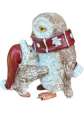 Whimsical Holiday Owls Hugging – Miniature Christmas Village Figurine picture