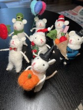 Festive Holiday Decor Handcrafted Felted Wool Anthropomorphic Mice Kitsch Mouse picture