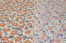 Antique Feedsack, 2 Matching Partial  Florals, Red 34