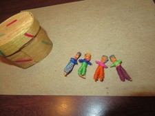VINTAGE HANDMADE GUATEMALAN SOUVENIR WORRY DOLLS + BASKET picture