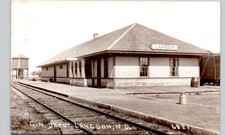 GREAT NORTHERN DEPOT langdon nd 1944 postcard north dakota real photo rppc train picture