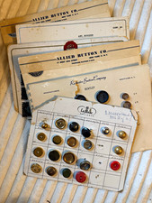Vintage Original Sewing Button Lot on Sample Cards, Round, Multicolor, 51-100 picture