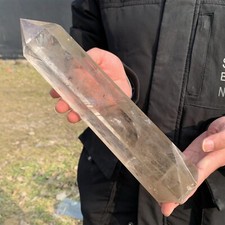 2.5LB Top Natural smokey Quartz obelisk Crystals Tower Point Wand Reiki Energ picture