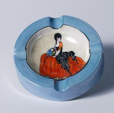 Noritake Deco - Vintage Lady Ashtray - Blue Luster - MINT picture