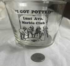 VINTAGE MARBLES COLLECTIBLE LUNT AVE MARBLE CLUB flower pot drink glass picture