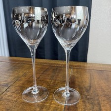 Mercury Ombre Wine Glasses Set of 2 Classic Metallic Fade Tall Elegant Barware picture