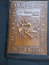 Don Quixote de la Mancha Hand Tooled Leather Note Pad Vtg Great picture