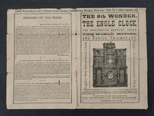 1880 antique ENGLE CLOCK BROADSIDE boston ma 8th WONDER ASTRONOMICAL horology picture