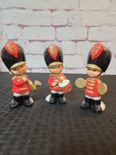 VTG RB Japan Ceramic Christmas Soldier Figurines Drum Major, Saxophone, Cymbals picture