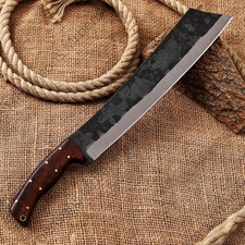 Carbon Steel Machete Full Tang Thick Sharp Blade Wood Handle Sheath 16.25” USA. picture