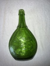 Wheaton Green Glass Union Dove Bottle Flask Embossed 14 oz. 9.25” Tall Used picture
