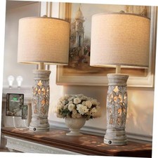 27.25”Farmhouse Table Lamps Set of 2 with Night 27.25