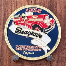 Portsmouth VA Fire Dept 1936 Seagrave Fire Truck Challenge Coin  W#13 picture