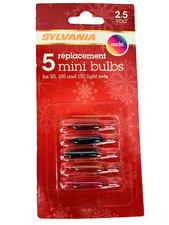 2.5 volt Sylvania Multi Mini Christmas Light Bulbs for 50 100 150 Strings 5 pack picture
