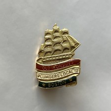 UA Local 12 Boston Massachusetts Plumbers Pin Old Ironsides Vintage picture