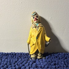 Hand Painted Ceramic Clown Figurine Yellow Coat Holding playing violin *rare picture